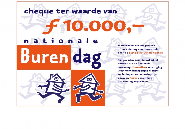 Project huisstijl Nationale burendag, cheque, 2001