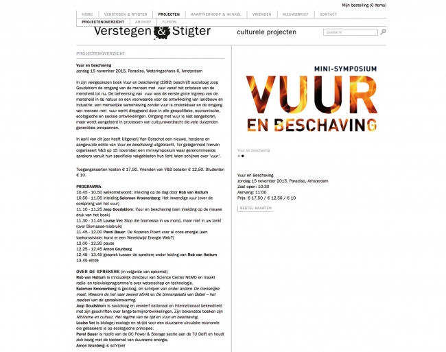 Projecten overzicht, Mini symposium Vuur en beschaving